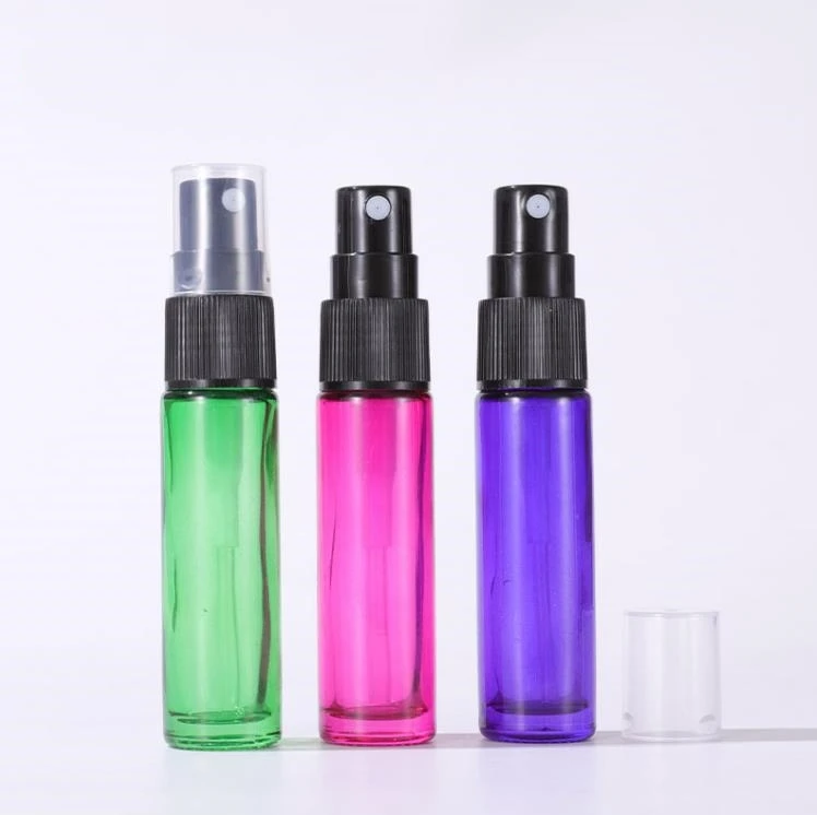 Botellas de vidrio con pulverizador de niebla fina, botellas vacías rellenables para aceites esenciales u otros líquidos SN1160, 10ml