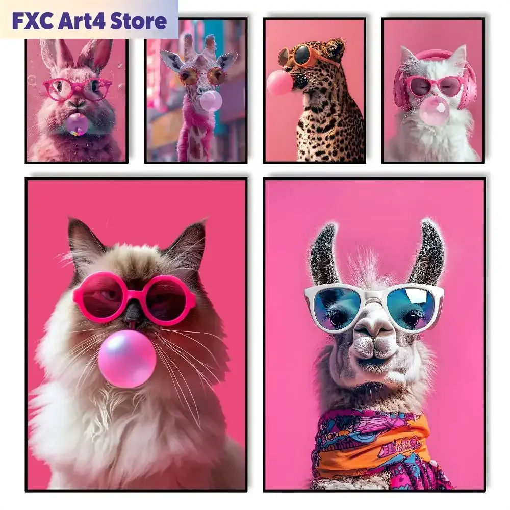 Frameless Animal Bubble Fashion Tiger Poster sticky wall waterproof home living room bedroom bar aesthetic decoration