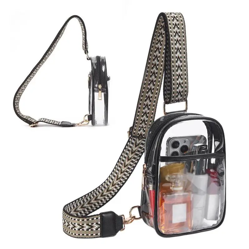 Clear Crossbody Transparent Purse Large Capacity Waterproof Clear Bag Multifunctional Fanny Pack Adjustable Sling Bag For Sports