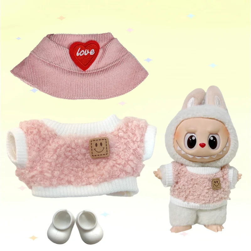 ラブブ人形用ビニールミステリーボックスコレクション、ラブブ布製ぬいぐるみ帽子＆衣装セット（吊り下げチャームアクセサリー付き）