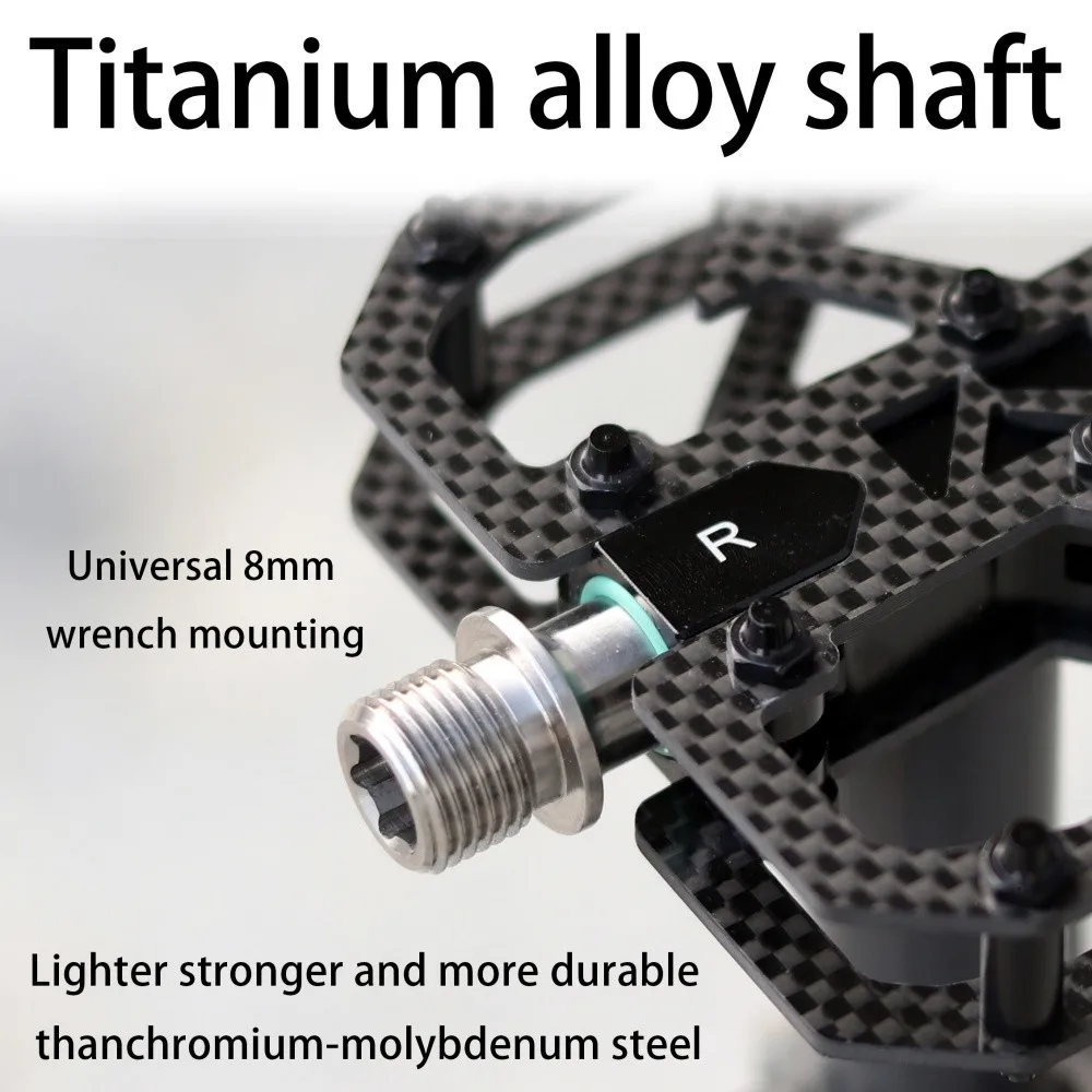Neue Fahrradpedale, Kohlefaser-Pedal, 3-Lager, ultraleicht, MTB, Rennrad, Titan, rutschfest, Schnellspanner, Universalgewinde – Detail 9