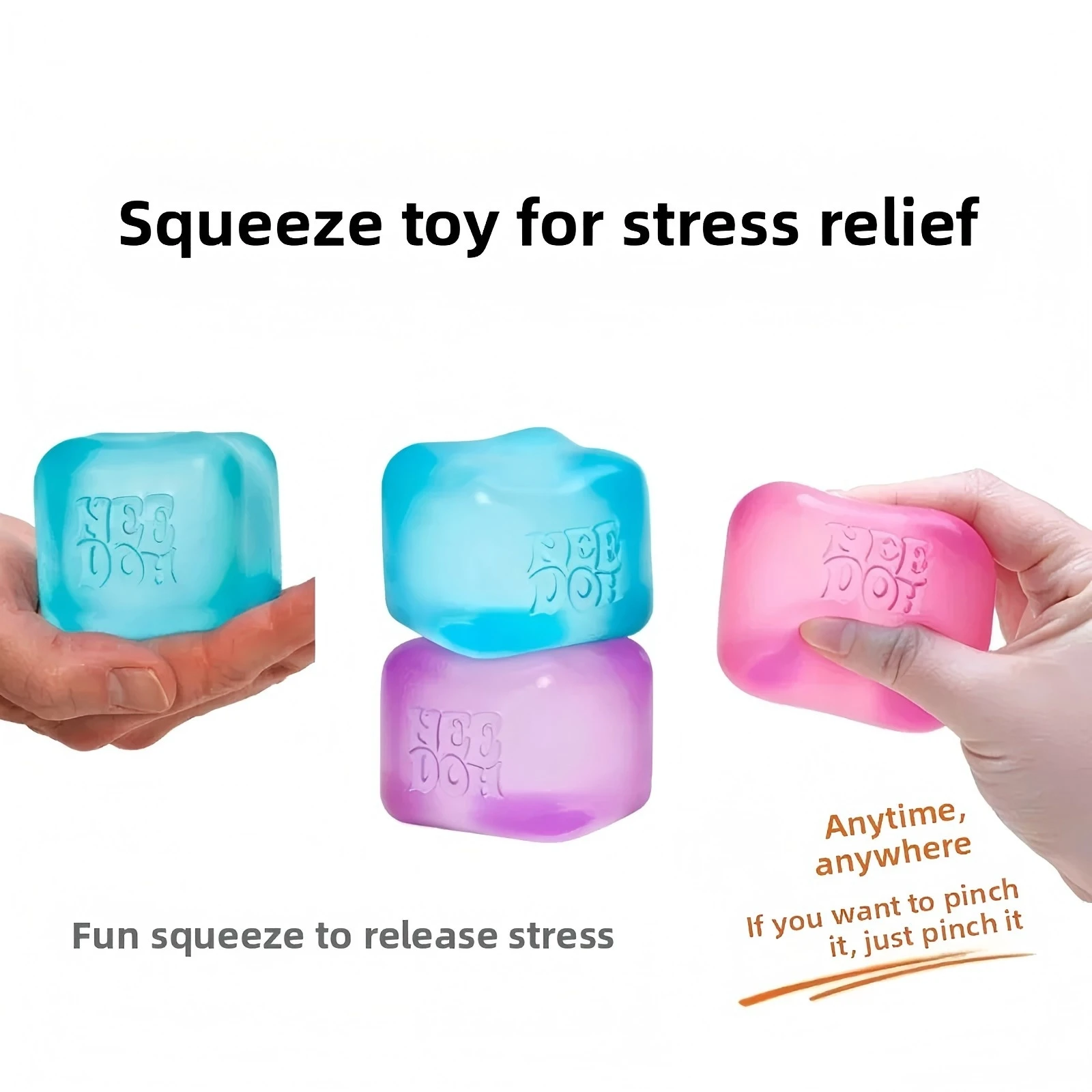 Nee DOH Weicher Quetschbarer Würfel Sensorisches Fidget-Spielzeug Stressabbau Anti-Angst Premium-Gadget NeeDOH für Erwachsene und Kinder – Detail 6