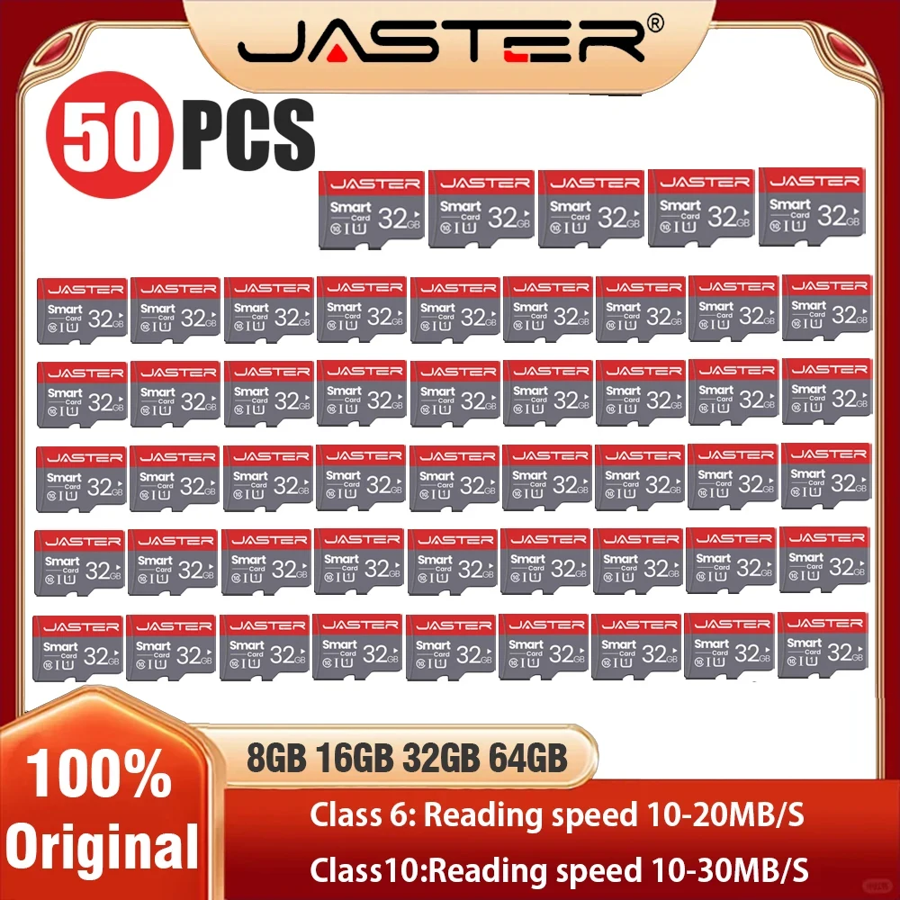 50 PCS LOT Memory Card 64GB High Speed TF Cards 32GB Grey Wholesale Storage Devices 16GB  for Mobile Phone Smart SD Card 8GB