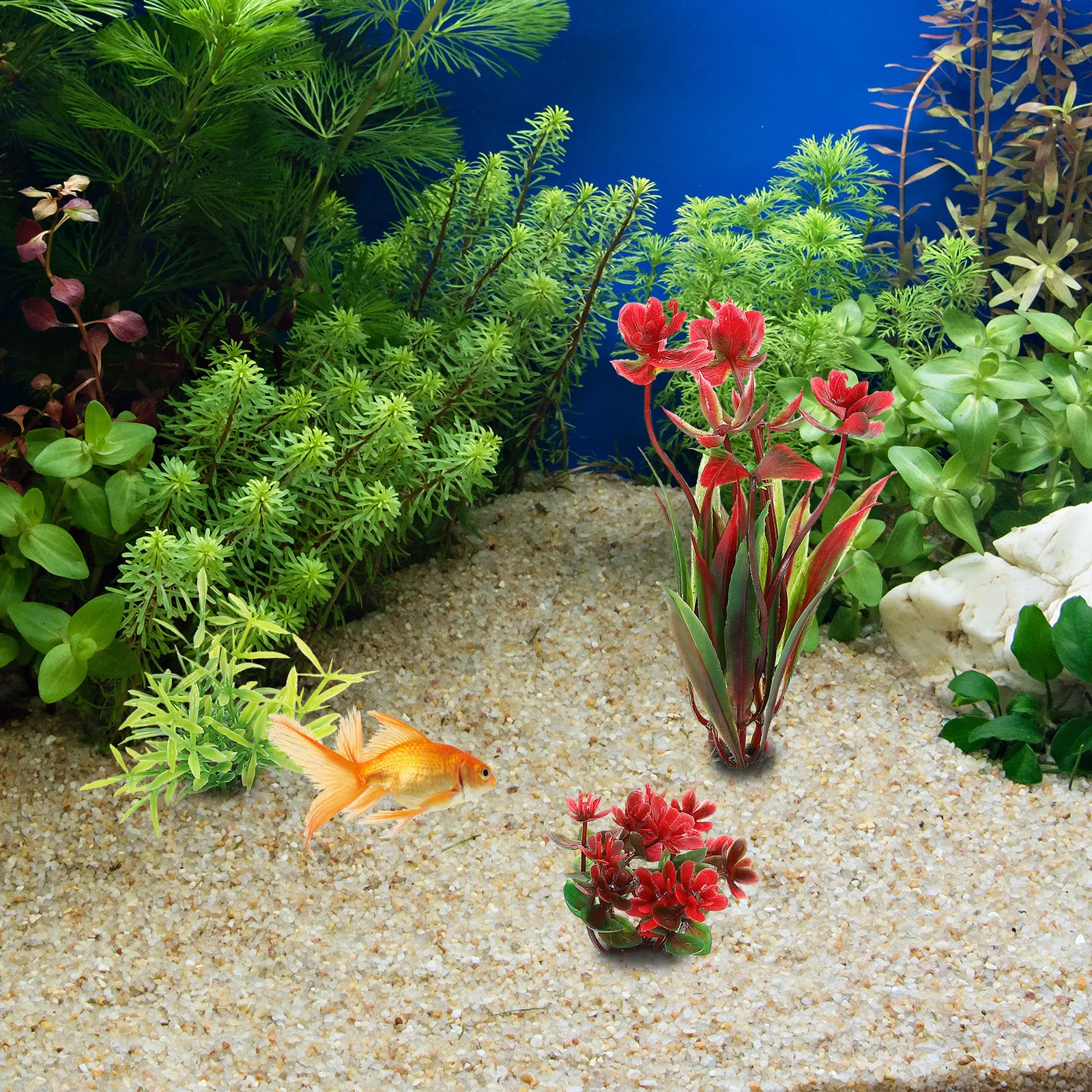 11pcs Realistic Aquarium Fake Plants Decorations Aquatic Simulation Plants Ornament For Landscaping Safe Plastic