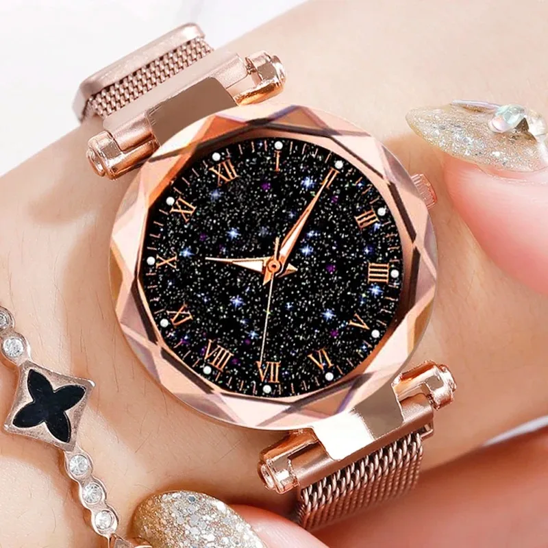 Reloj Mujer 2022 Fashion Starry Sky Watches Women Magnetic Watches Luminous Hands Quartz Wristwatches Cheap Price Dropshipping