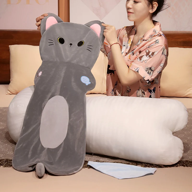 70~130cm Cartoon Cats Long Pillow Stuffed Soft Cartoon Animal Bolster Plushie Sleeping Leg Support Cushion Peluche Birthday Gift