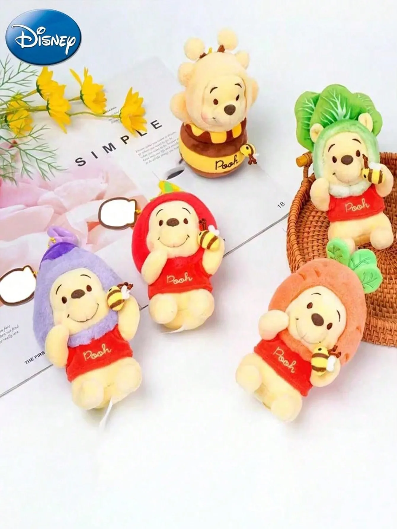 1PC Disney sous licence officielle Winnie boîte aveugle aléatoire 1 dessin animé mignon créatif doux en peluche poupée porte-clés sac sac à dos pendentif