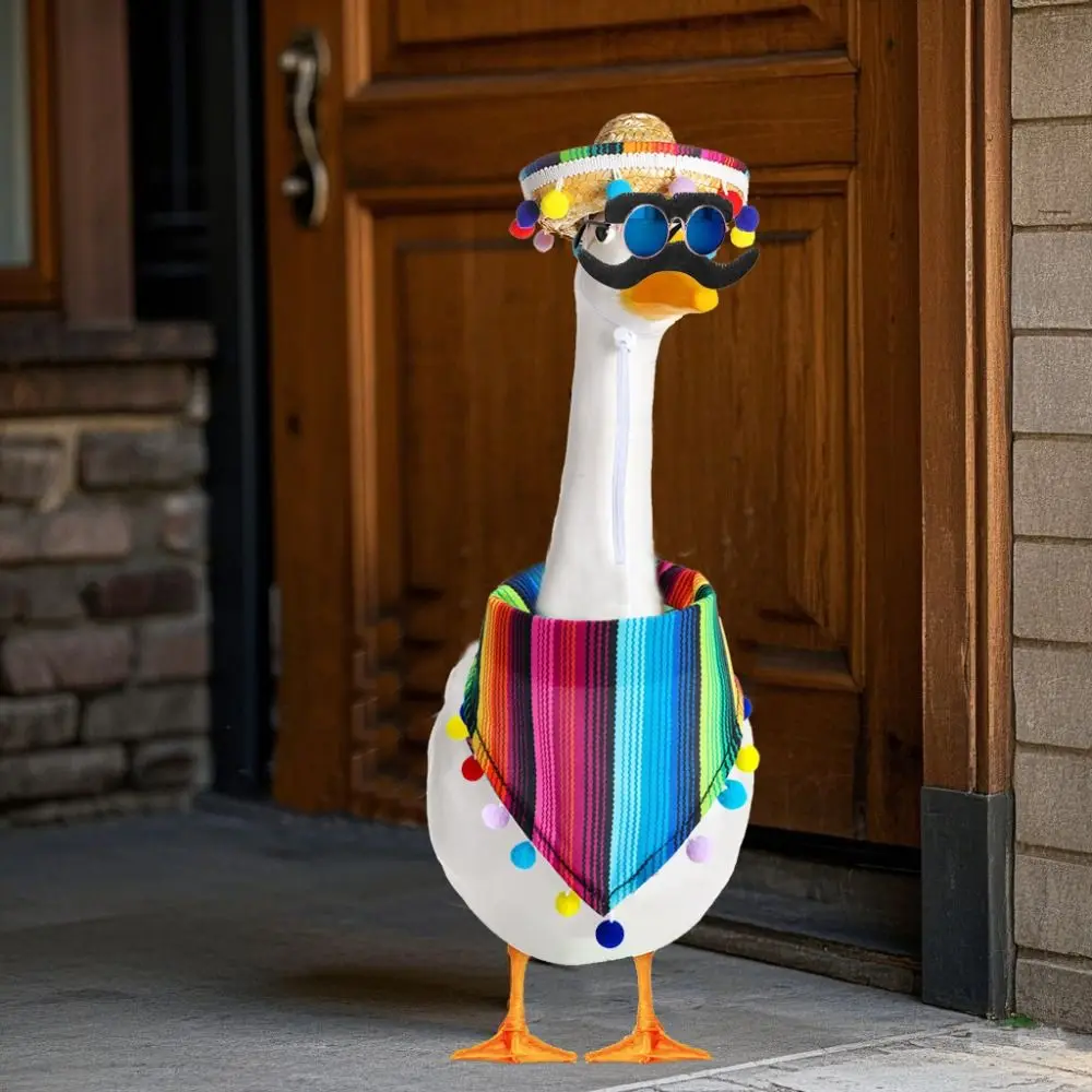 

Pet Supplies Adjustable Pet Hat Scarf Multicolor Mexican Style Dog Bandanas with Glasses Pet Bibs Decorative Big White Goose