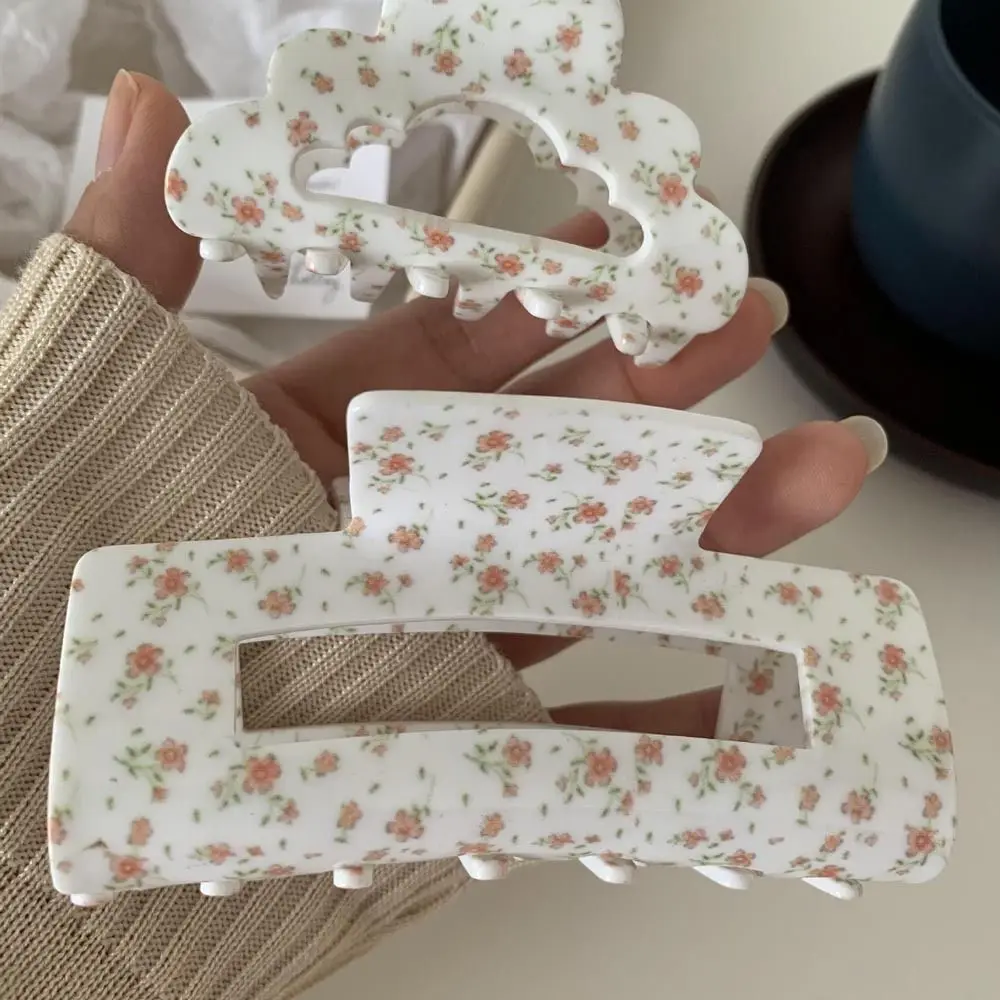 Hollow Ponytail Holder Floral Small Hairpins Geometric Hairgrips Women Hair Clips Korean Shark Clips Flower Hair Claws