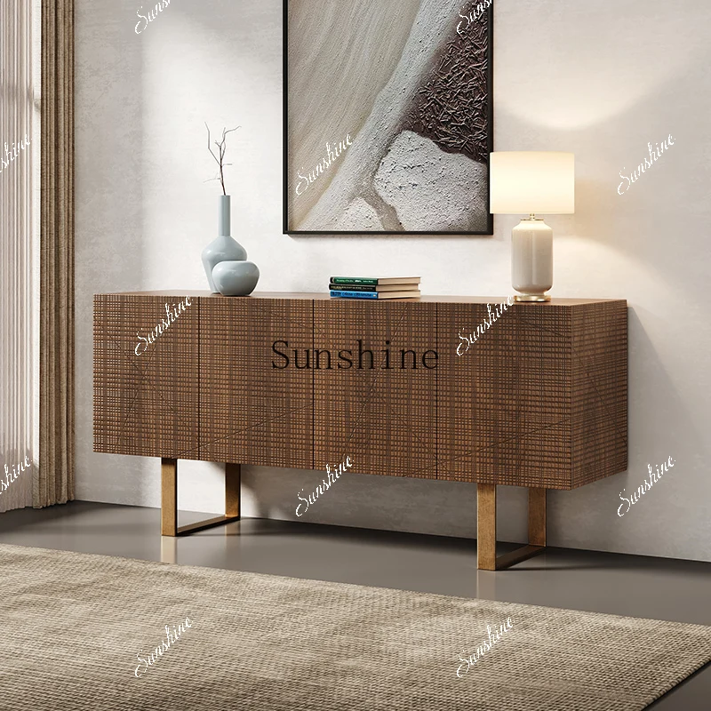 

Italian light luxury living room wall storage decoration/solid wood engraving entrance cabinet FT