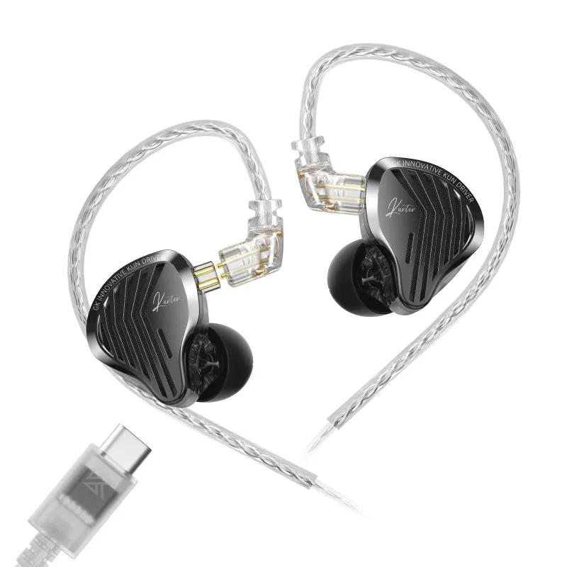 Wired Earphones In Ear HiFi 3.5mm/Type-C Dynamic Driver Unit Gaming Earphones Dual Parallel Silver-plated Cable Earbud