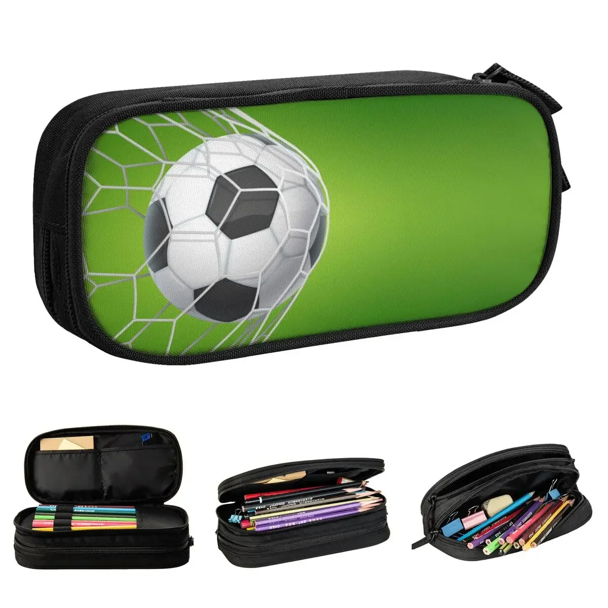 Creative Soccer Football Pencil Case Green Balls Sports Pencil Box Pen Holder Student Big Capacity Bags School Stationery