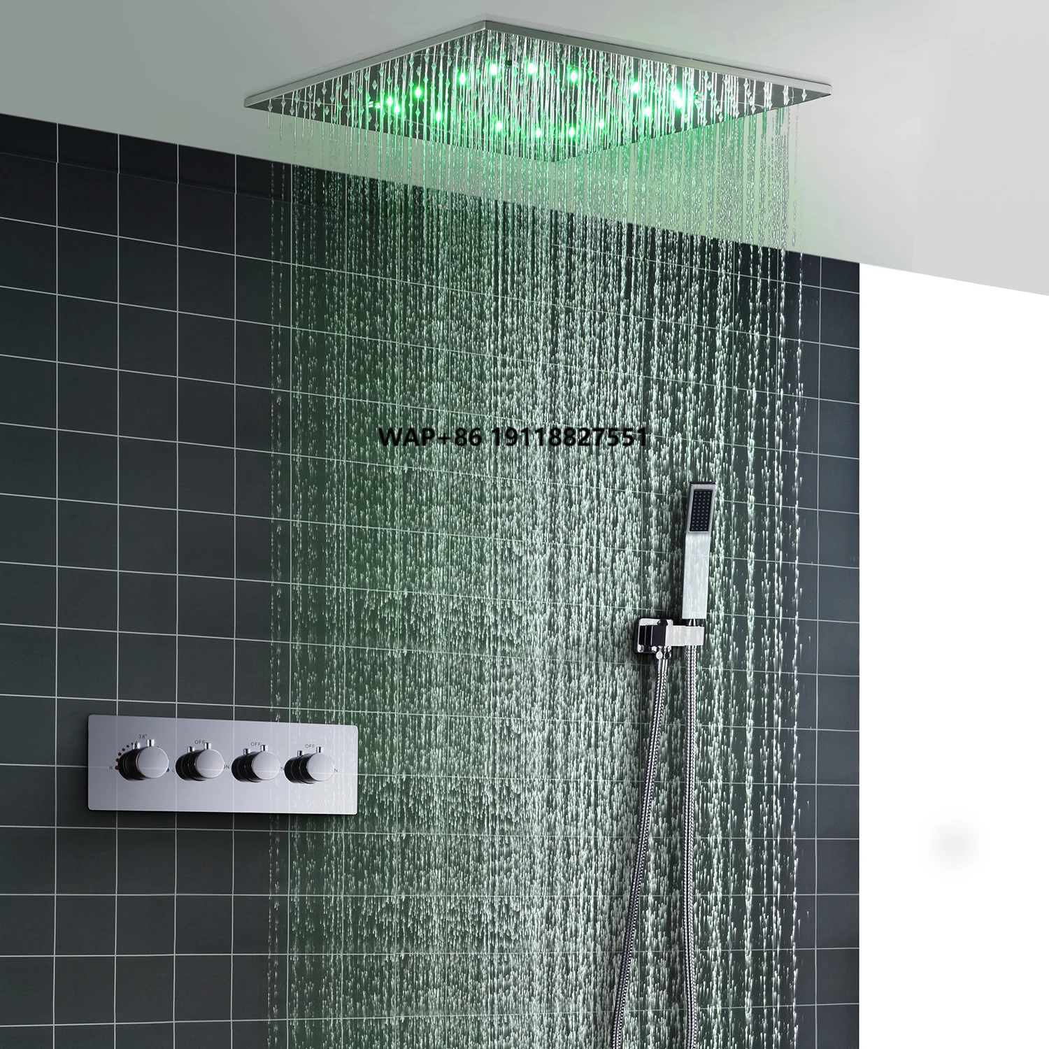 

Bathroom Luxury Ceiling 20 Inch Shower System Set Spa Spray Rainfall Thermostatic Valve Mixer Shower Faucet Kit