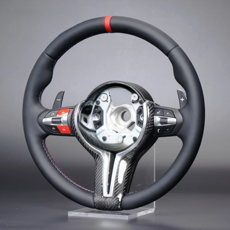 For BMW Steering Wheel Horn Cover Round Silver Carbon Red Logo M Style F30 F10 F11 F15 F16 F20 F25 F48 F01 - view 2