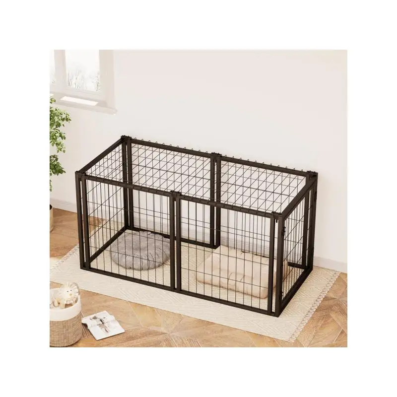 

Spacious 47.2 Inch Dog Crate and Playpen for Small to Medium Dogs with Top, Indoor Pet Cage, Black, Perfect for Puppies and