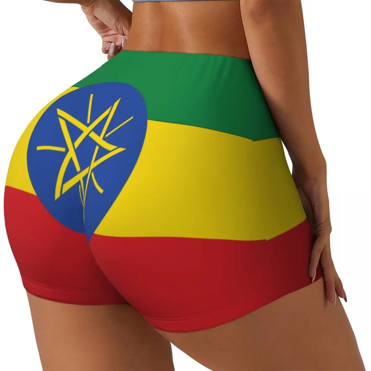 

Sexy Tight Hip Sports Shorts Ethiopia Flag Fitness Women's Comfortable Yoga Shorts