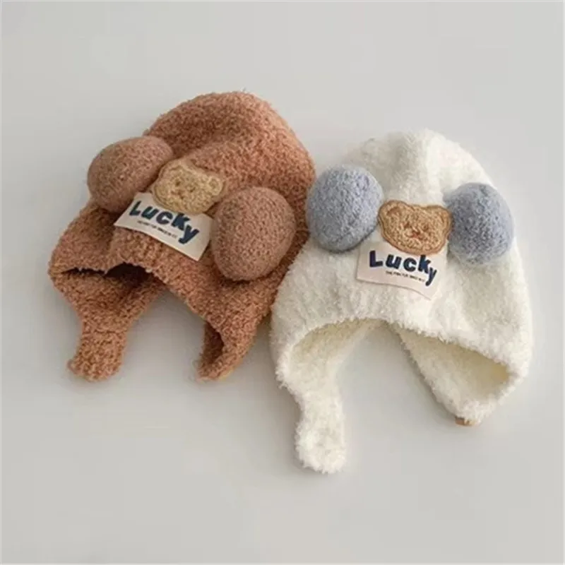 قبعات شتوية دافئة للأطفال والبنات والأولاد قبعات من الصوف مع قبعات لحماية الأذن من الصوف #2