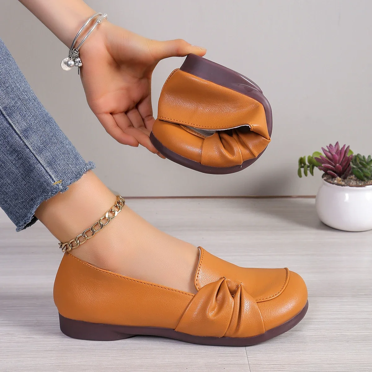 Zapatos informales de verano para Mujer, zapatillas de deporte de diseñador de cuero para Mujer, mocasines sin cordones para Mujer, mocasines ligeros para mamá, Zapatos para Mujer