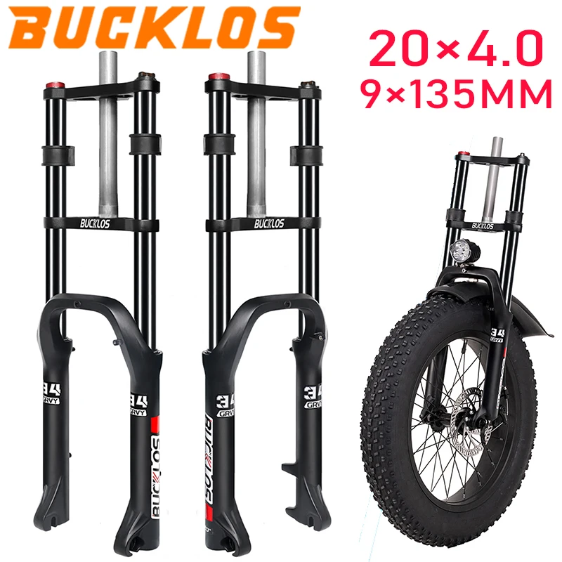Bucklos 20*4.0 Bike Fat Forcella 20 Pollici Forcella Di Sospensione Della Bicicletta 4.0 Pneumatico E-Bike Forcelle 9*135Mm Neve/Spiaggia/Mountain Bike Forcelle-image