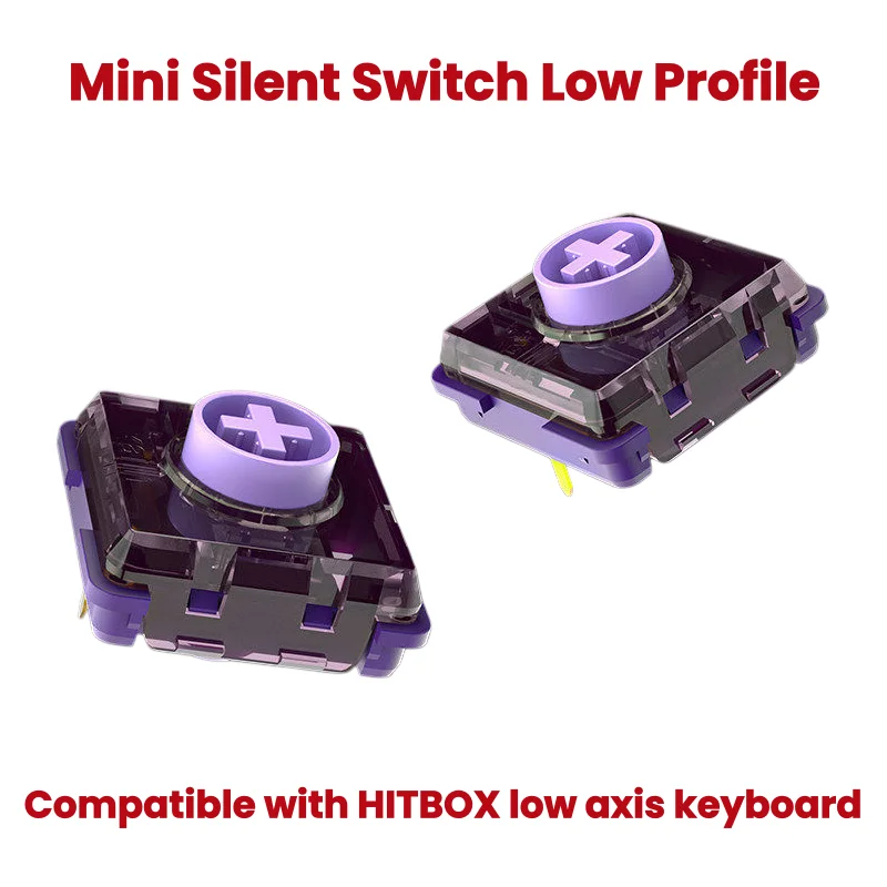 Interruptor Mecánico Kailh Mini Silent Serie Raptor Purple Kite de Perfil Bajo, Lineal y de Respuesta Rápida para Teclado Mecánico para Juegos Hitbox