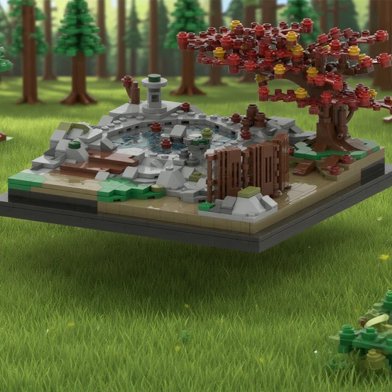 610 Stück MOC Onsen Architektur-Bausteine, praktische Fähigkeiten, pädagogischer Sammler, Weltraum-Fantasie, Weihnachtsspielzeug, Geschenk