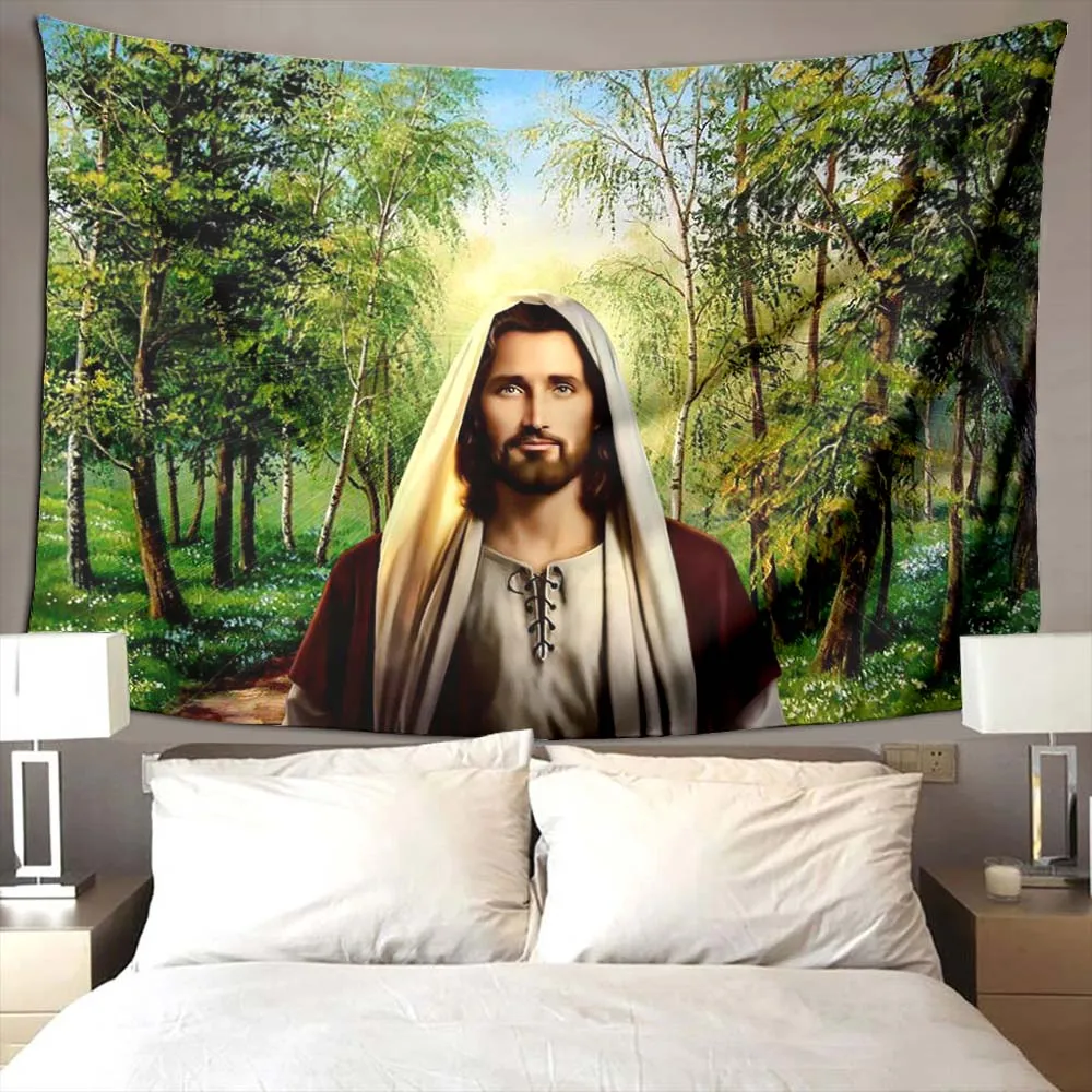 Jesus Tapestry Christianity for Bedroom Wall Apartment Wall Hanging Blessed Christian Gifts for Living Room Decoration Women Men