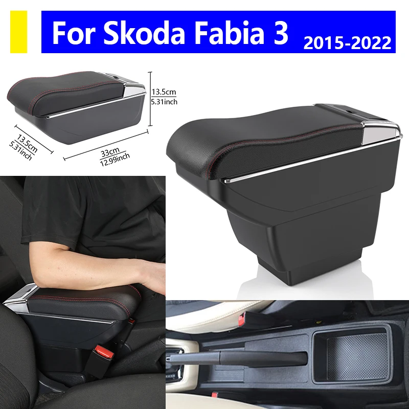 

Auto parts For Skoda Fabia 3 center console storage box Armrest vehicle supplies Organizer 2015-2022 Car Interior Accessories