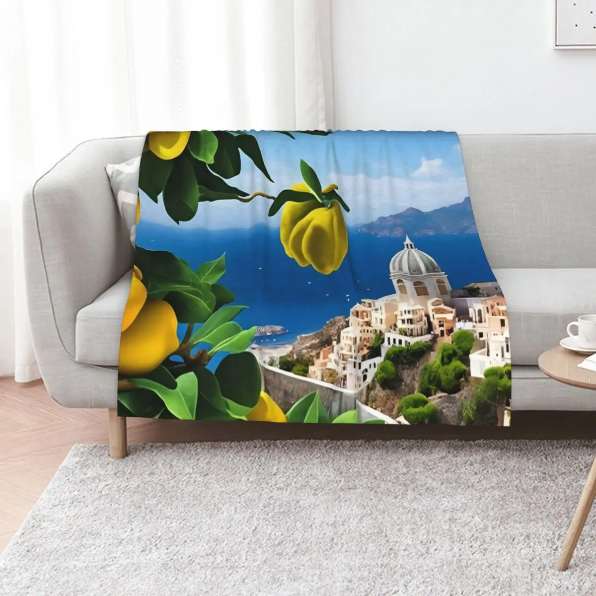 Manta térmica con diseño de limón de la costa de Amalfi, para viajes, sofás decorativos, mantas multiusos para cama