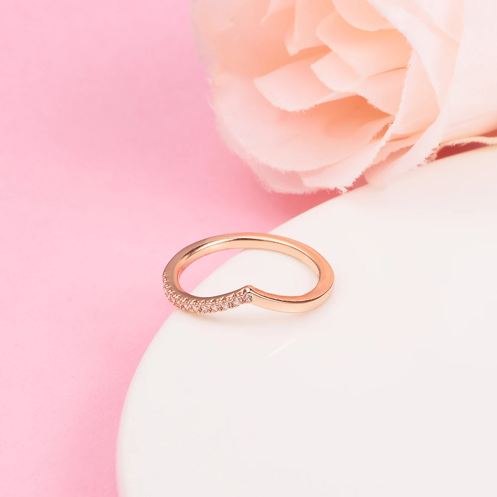 Rose Gold Timeless Wish Half Sparkling Ring Sterling silver Jewelry Ring For Woman European Silver Rings For Jewelry Making