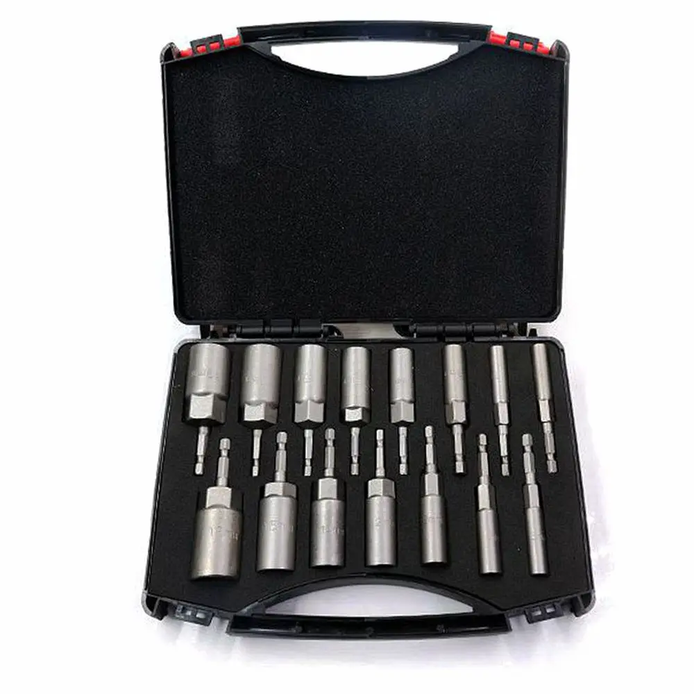 Hex Socket Sleeve Set Nozzles 5.5mm-19mm Nut Driver Set Power Screwdriver Handle Power Drills Impact Drivers Socket Wrench Tools