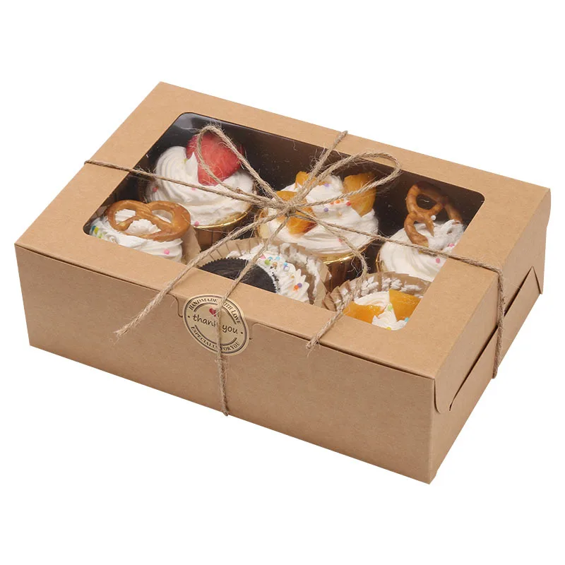 1PC Cupcake Boxes 4/6 Holes Cake Box with Clear Window Cake Holder for Holidays Weddings Baby Shower Birthdays Party Supplies