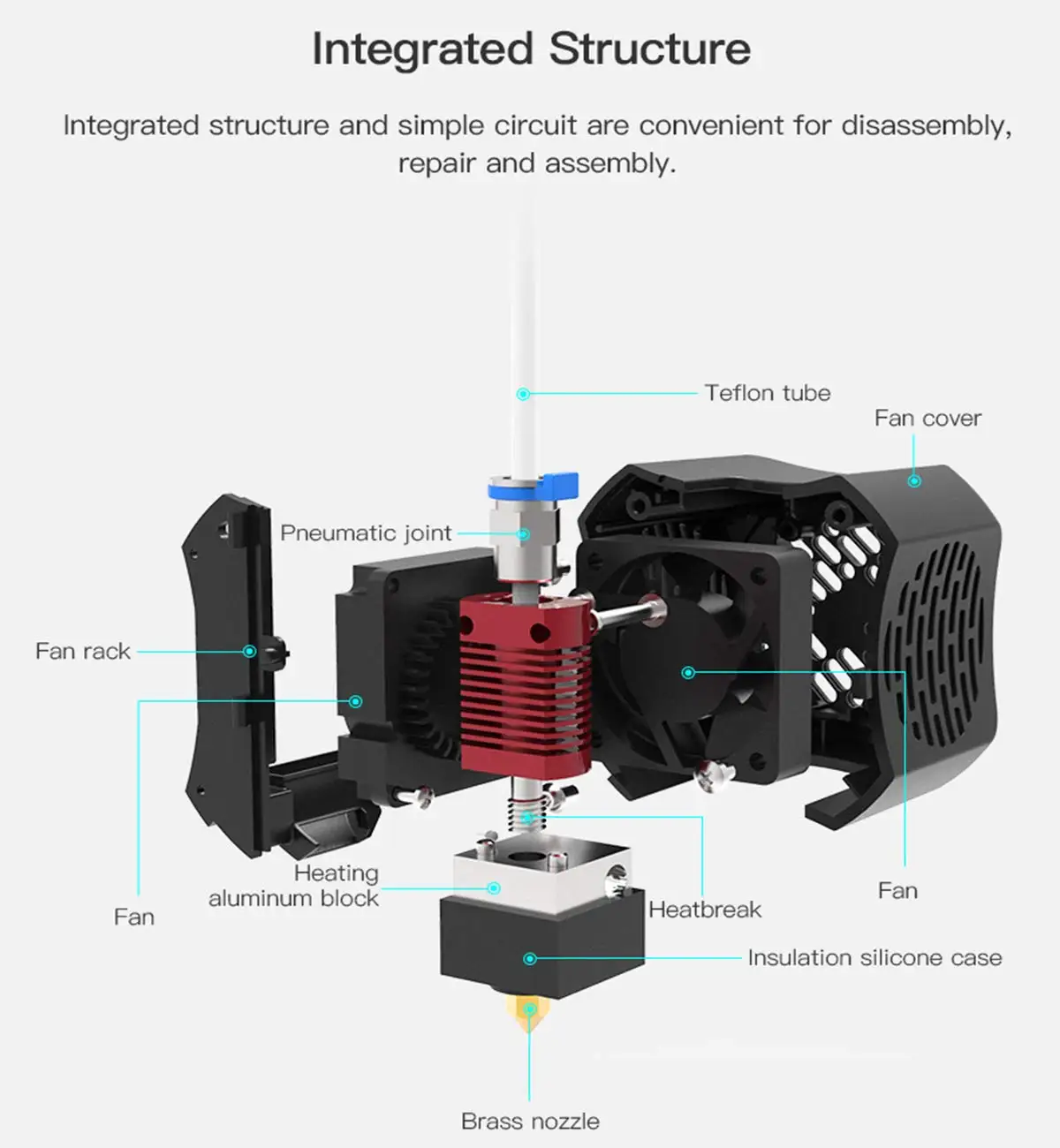 Creality ender 3 v2 full hotend kit starker verschleiß beständiger stabiler druck druck frei für Ender-3 v2 3d drucker teile original