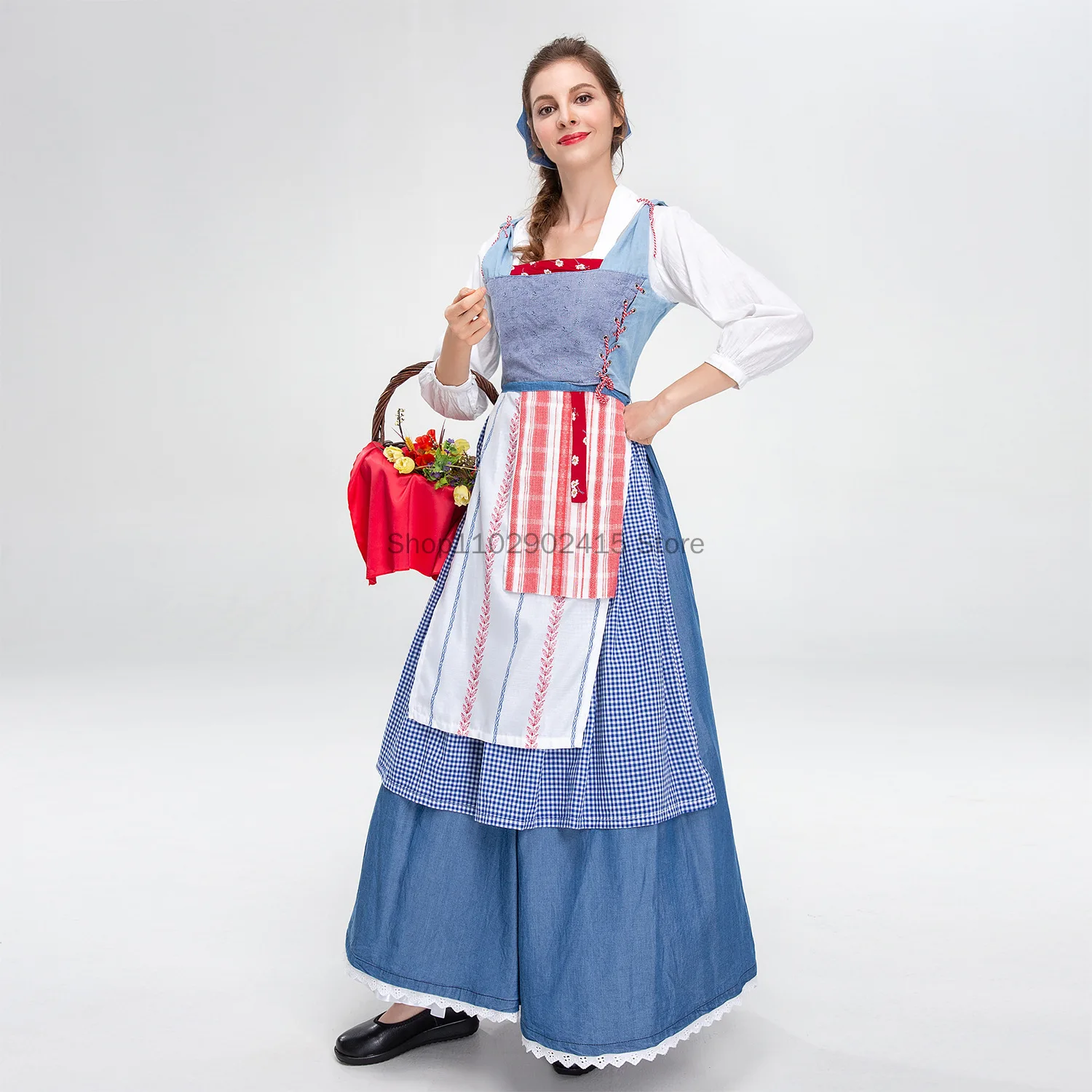 

2023 Medieval Cosplay Costume Party Dress Women Oktoberfest Costume Bavarian Beer Girl Drindl Tavern Maid Dress