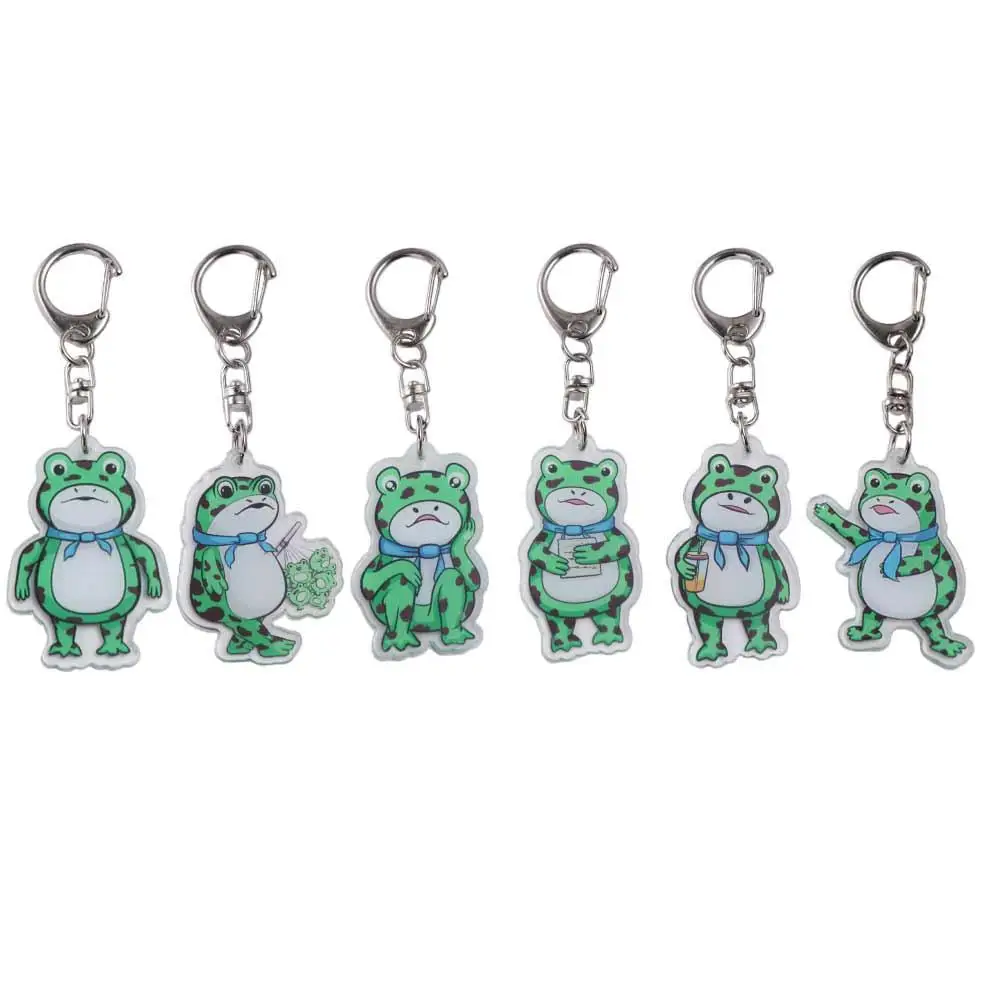 Cartoon Animal Frog Acrylic Keychain Frog Keyring Animal Frog Pendent Green Acrylic Silent Frog Keychain Schoolbag Pendant