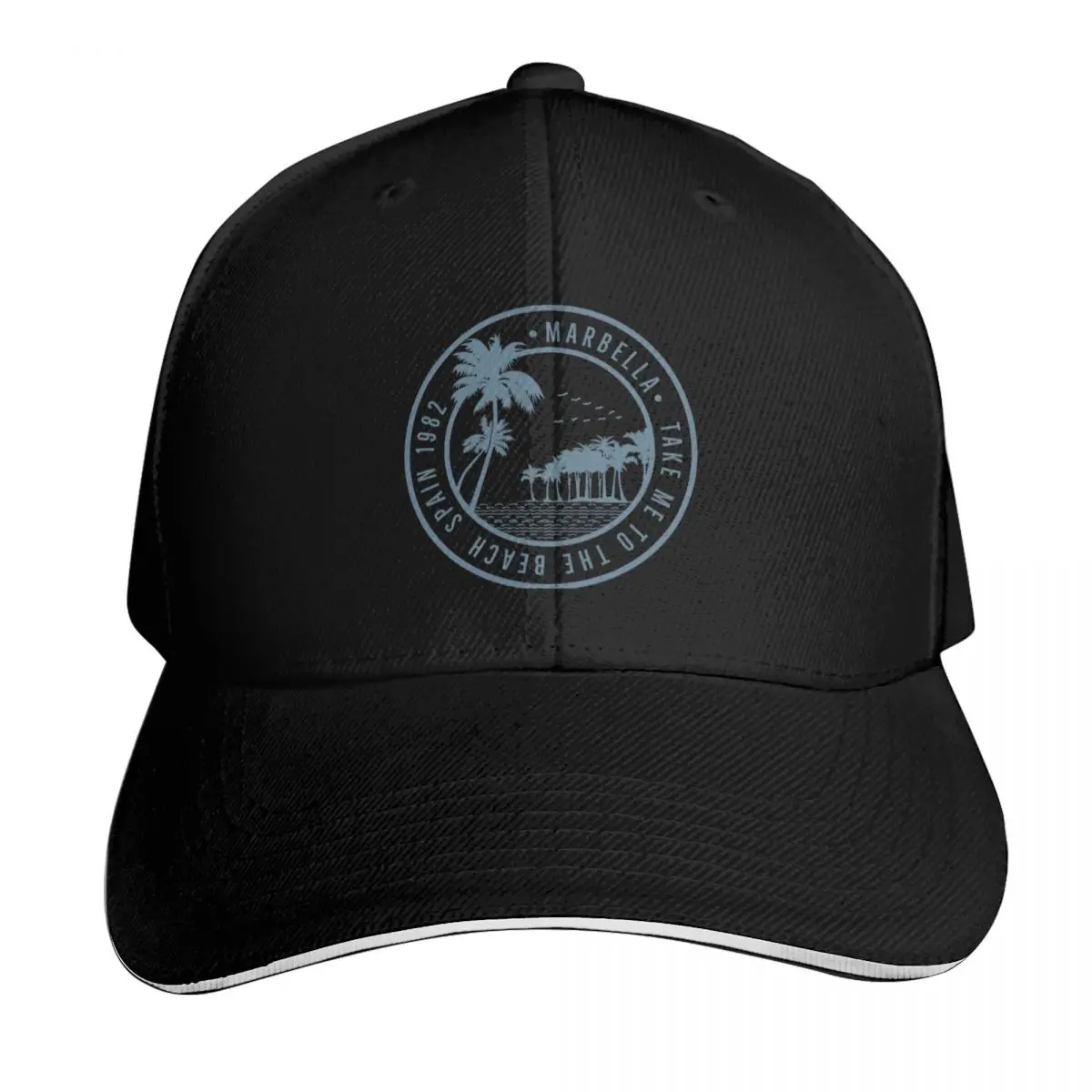 Marbella Spain Vintage Retro Beach Palm Trees Summer Paradise Travel Baseball Cap Men Women Casual Summer Sport Sun Cap
