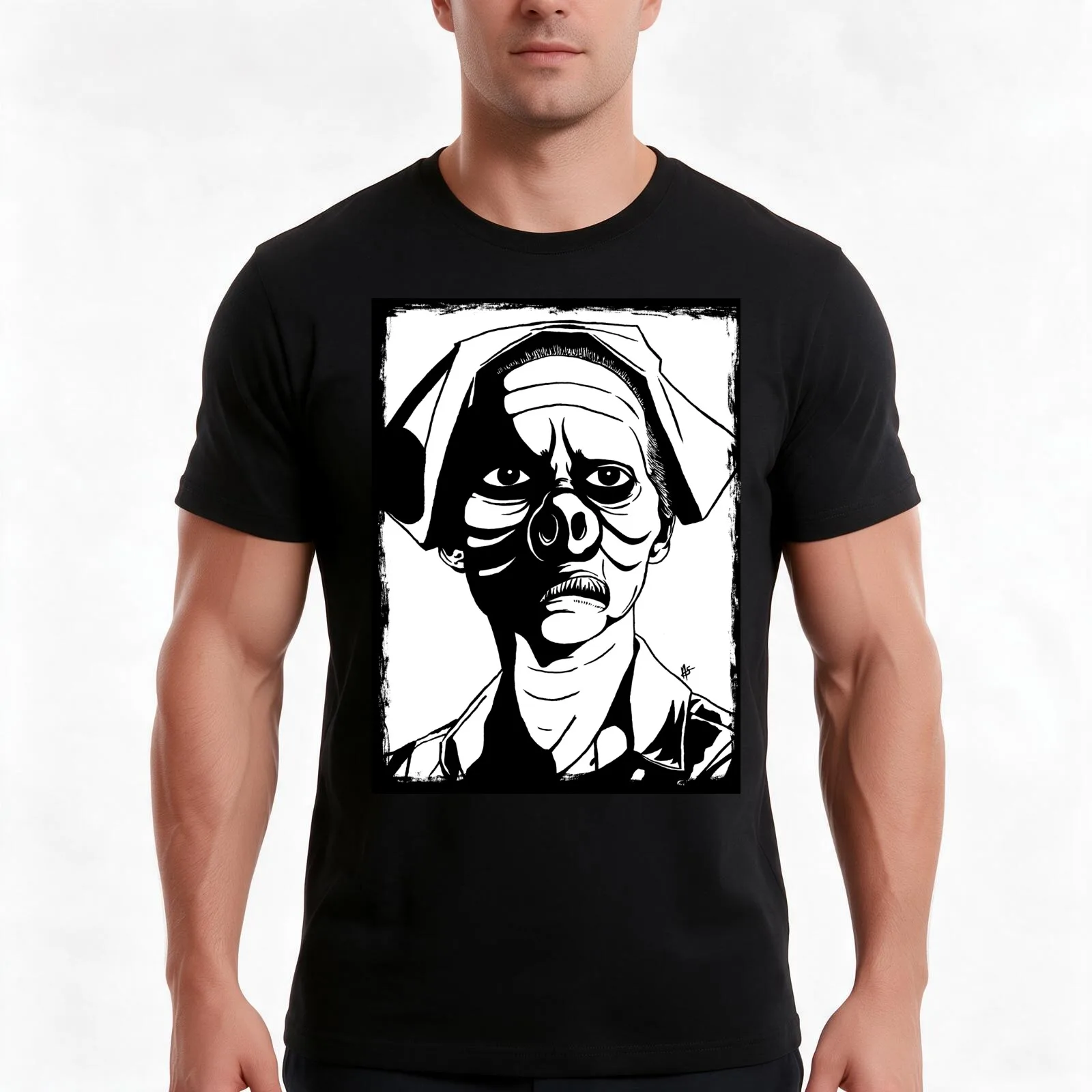 Pig Nurse T-Shirt, Summer Casual Cotton Tee, Oversized Streetwear Tops, Vintage Graphic Print, Loose Fit Short Sleeve