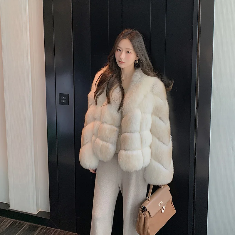

2025 New Women Winter Real Natural Fox Fur Coat Thick Warm High Quality Genuine Leather Luxury Female Jackets Outerwear