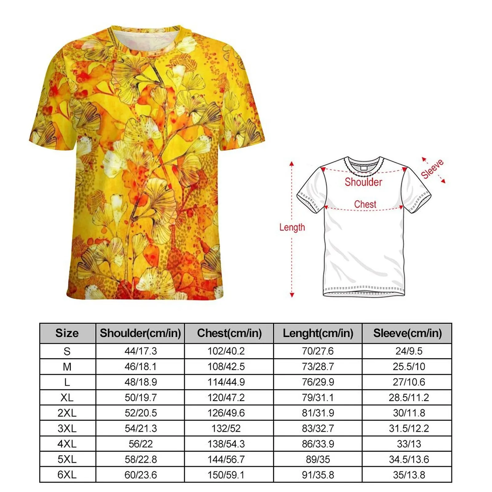 Men Vintage Ginkgo Leaf Art T-Shirt  Fashion T Shirts Short Sleeve Custom Tshirt Hot Premium Basic Oversized Clothes
