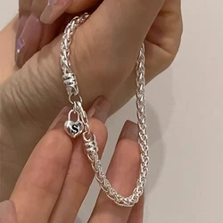 Foxanry Silver Color Love Heart Lock Bracelet For Women Girls Creative Simple Fashion Classic Birthday Jewelry Accessories Gifts