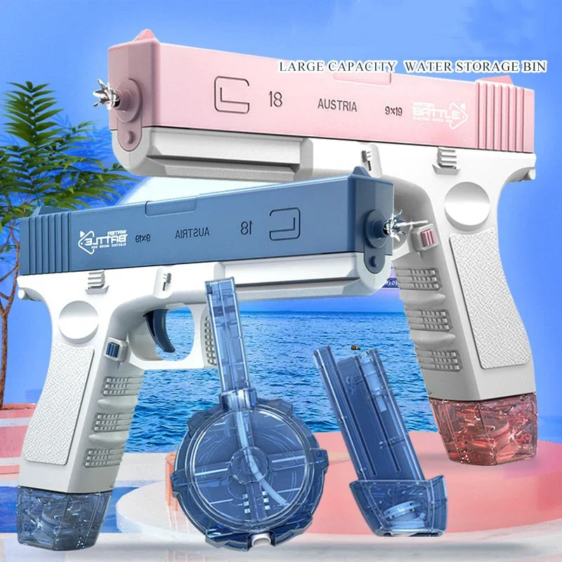 Electric Glock Water Gun Pistol Shooting Toy Large-capacity Full Automatic Summer Beach Outdoor Fun Toys Children Boys Girl Gift