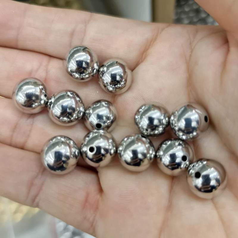 

Anti-fading Rhodium Silver Color Metal Brass Round Beads Spacers 4mm 6mm 8mm 10mm 12mm 14mm 16mm Jewelry Findings 100PC/Lot