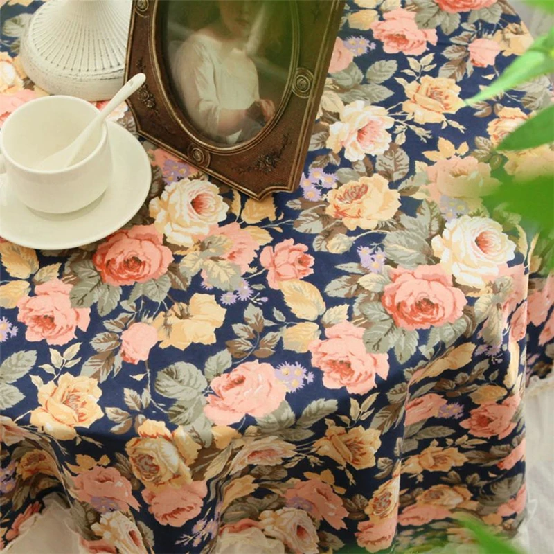 Pure Cotton Tablecloth Pastoral Flower Embroidered Lace Cover Cloth Home Coffeetable Luxury Vintage Diningtable Decora Cloth