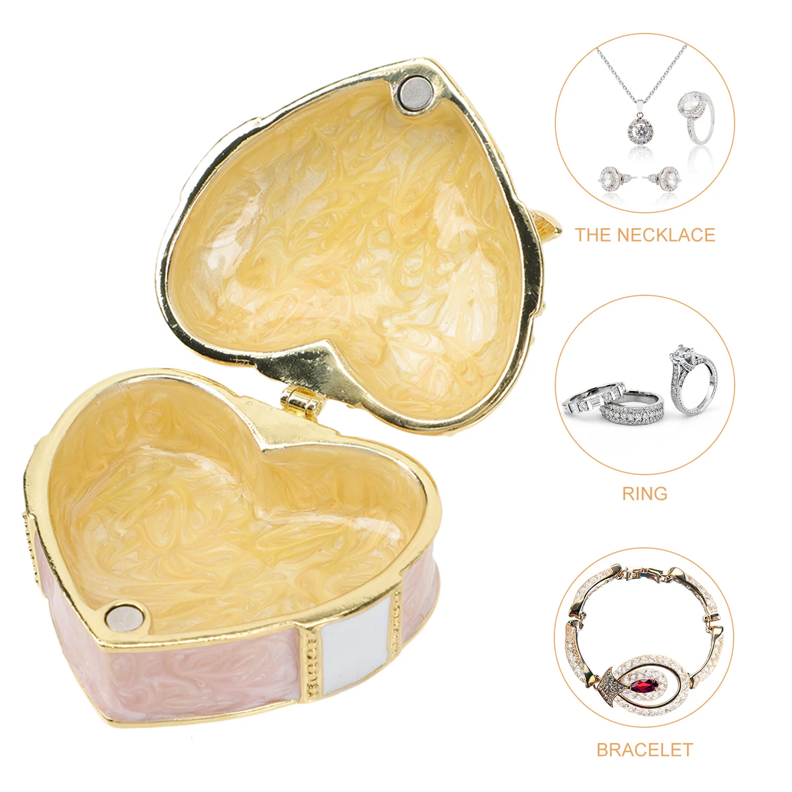 

Heart Shaped Jewelry Box Home ganizer Earrings Necklace Storage Case Alloy Durable Travel Gifts Display Tool Container