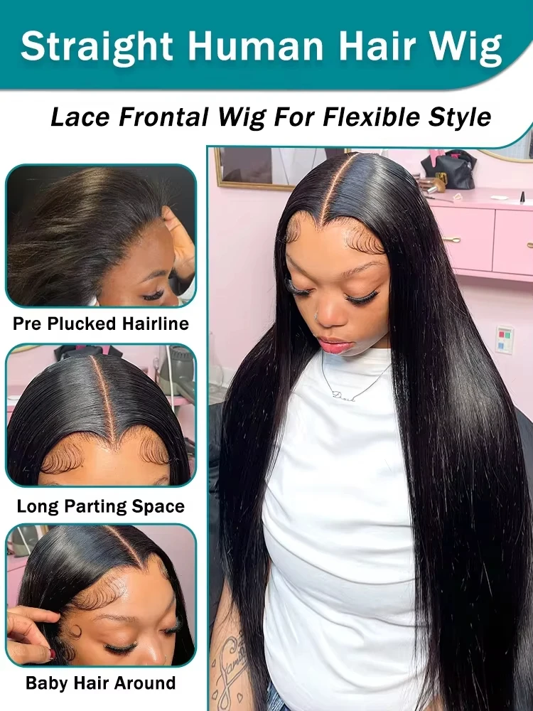 13x6 30 40 بوصة 180 200 الكثافة العظام مستقيم الدانتيل الجبهة البرازيلي HD 13x4 قبل قطعها شعر مستعار غلويليس شعر الإنسان الدانتيل الباروكات الأمامية