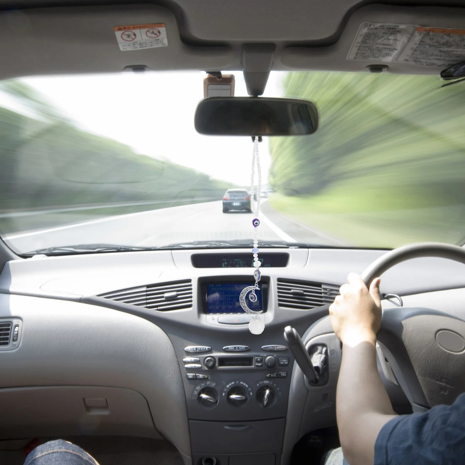 

Evil Eye Charm Car Hanging Ornament Crystal Pendant For Rear View Mirror Auto Interior Decor Keychain Phone Accessory