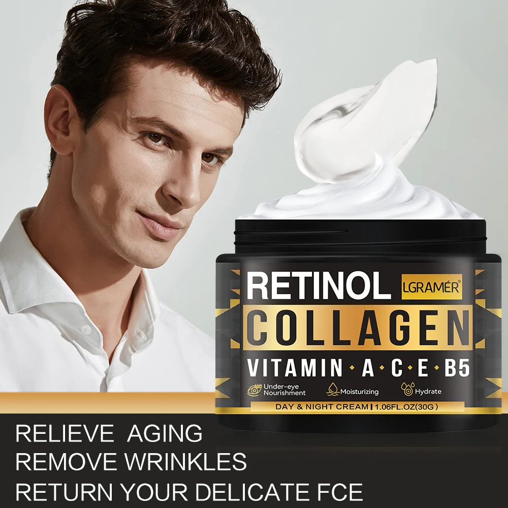 Men\'s Retinol Collagen Face Cream Skincare Moisturizing Brightening Hydrating Smooth Wrinkles Firming Facial Face Men Skin Care