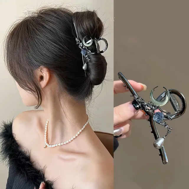 AWAYTR metalowe spinki do włosów krab spinki do włosów modne spinki do włosów perłowe Barrettes kobiety dziewczęta koreański kucyk klip akcesoria do włosów