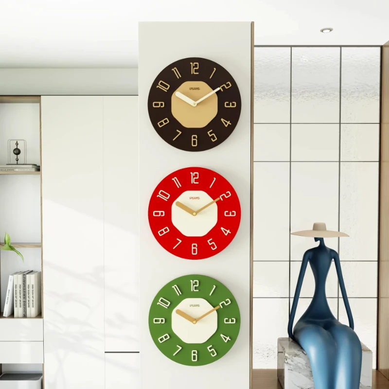 クリエイティブな壁掛け時計、クリーム色の美的デザイン、モダンな家の装飾、ミニマリストのリビングルーム時計、静音、玄関装飾時計