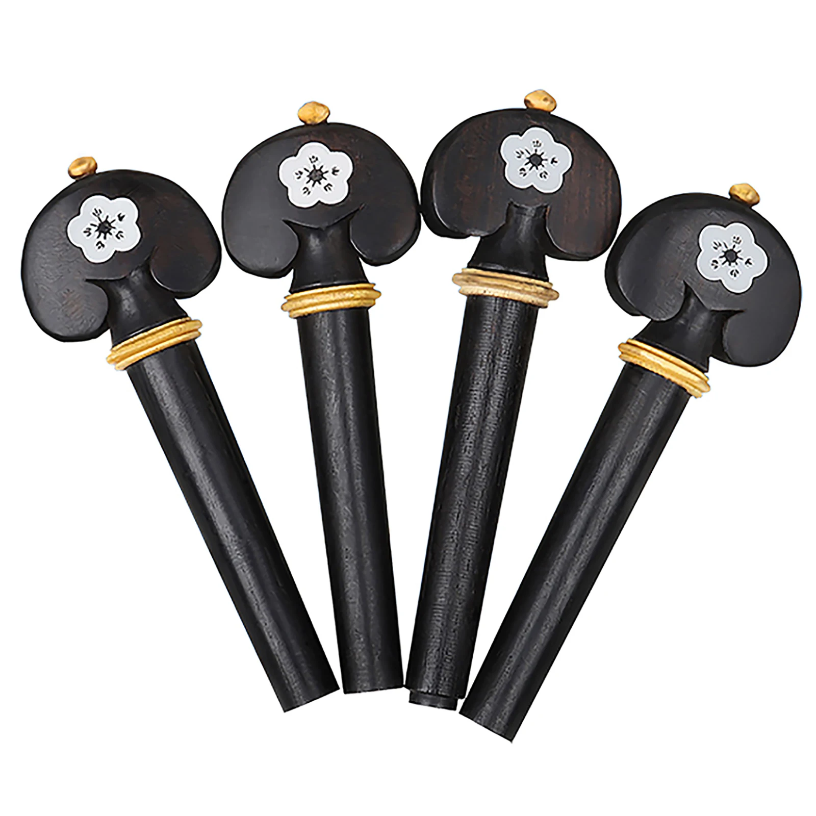 4pcs Violin Tuning Pegs Carved Ebony Abalone Shell Violin Tuning Pegs Tuners Knobs Open Hole String Instrument Accessories