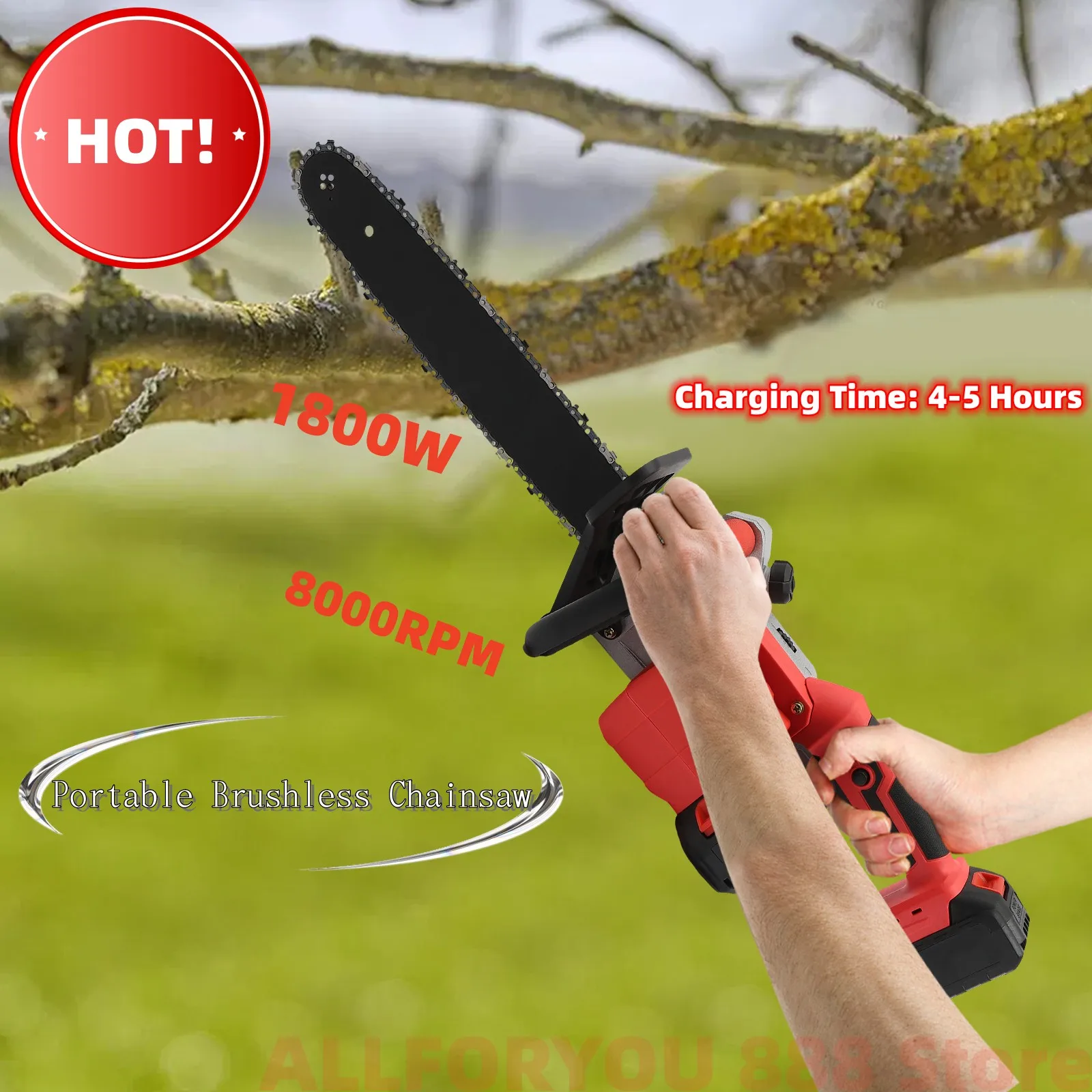 

16 Inch Brushless Chainsaw Rechargeable Electric Cordless Chain Saw with 2*15000mAh Batteries for Wood Cutting & Trimming